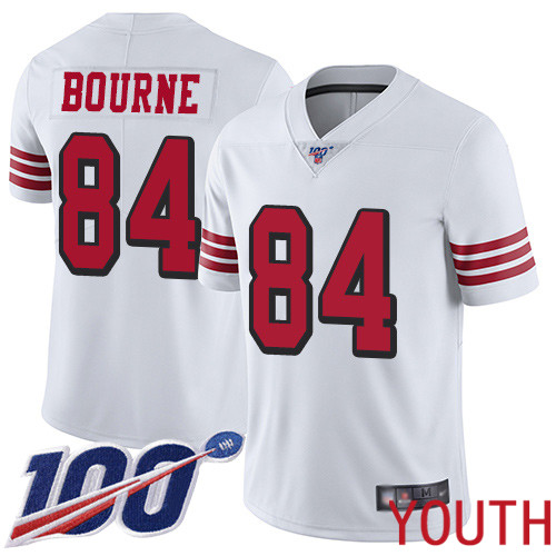 San Francisco 49ers Limited White Youth Kendrick Bourne NFL Jersey #84 100th Season Vapor Untouchable Rush->women nfl jersey->Women Jersey